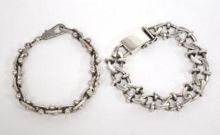 Appraisal: Silver Men's Chain Bracelets incl Sterling Two men's silver bracelets