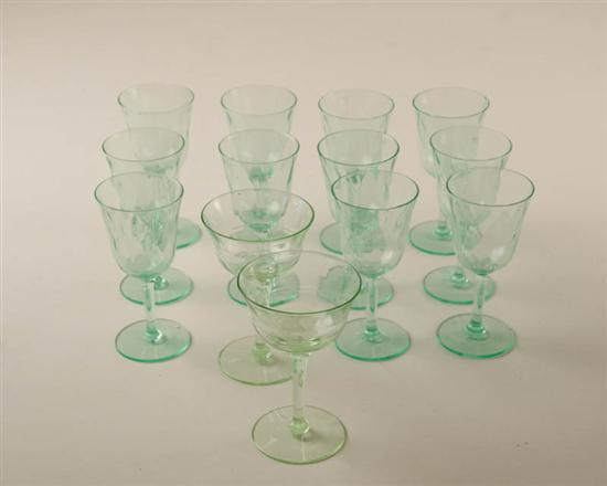 Appraisal: Thirteen Pieces of Green Glass Stemware in two different sizes