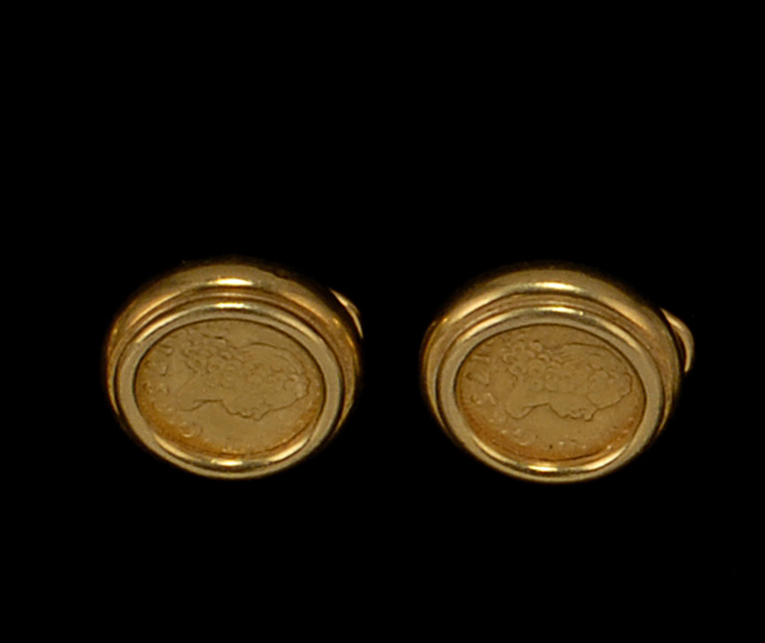 Appraisal: PAIR OF KT YELLOW GOLD EARRINGS Set with th Century