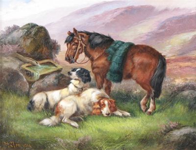 Appraisal: Robert Cleminson fl - Setters and ponies in a highland