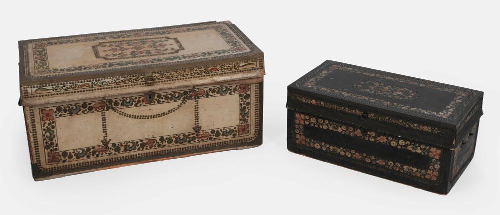 Appraisal: TWO CHINESE LIFT-TOP TRUNKS TH CENTURY HEIGHTS AND WIDTHS AND