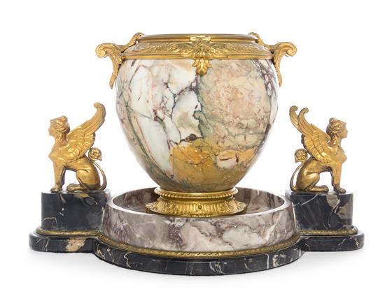 Appraisal: Sale Lot An Empire Style Gilt Bronze Mounted Marble Centerpiece