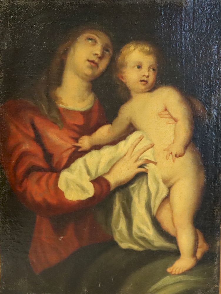 Appraisal: UNSIGNED Oil On Canvas Madonna Child From a Westchester storage