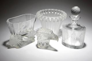 Appraisal: A group of four Lalique art glass objects Second half