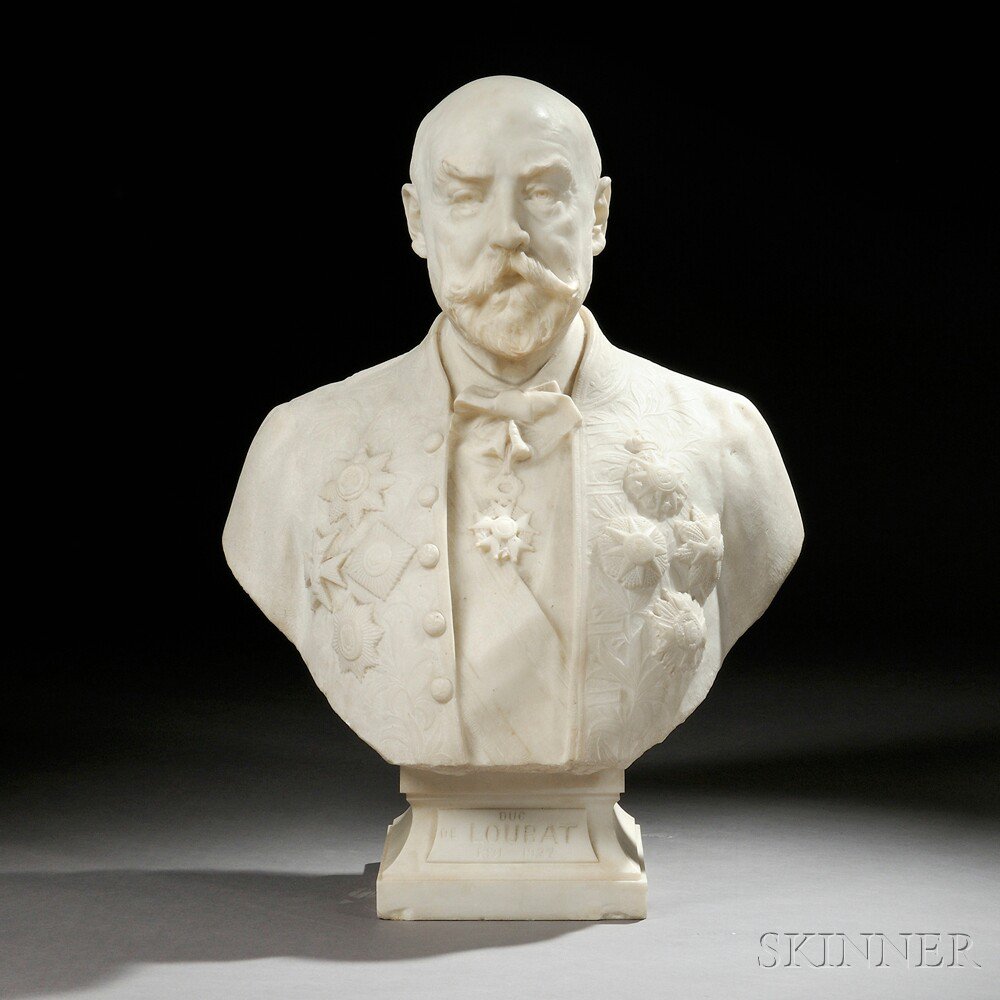 Appraisal: Denys Puech French - White Marble Portrait Bust of the