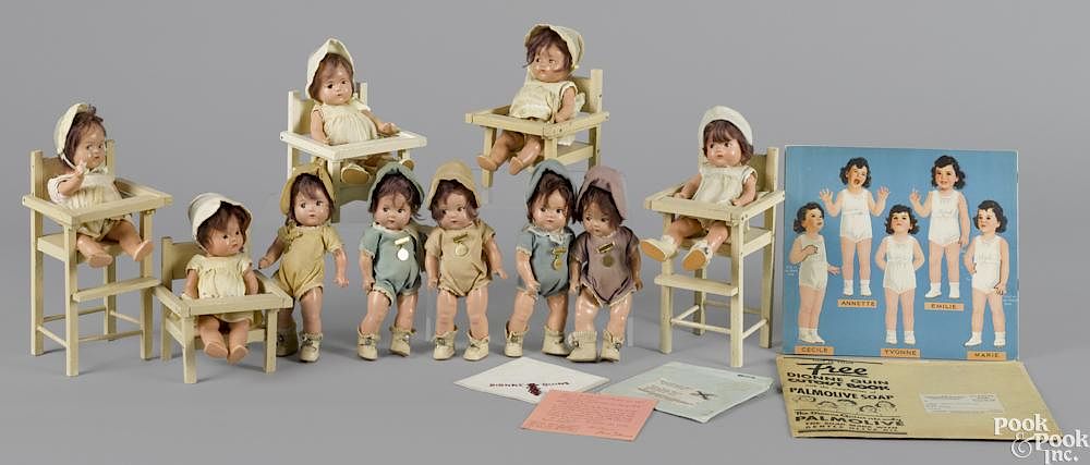 Appraisal: Two sets of five Madame Alexander composition Dionne Quintuplets dolls