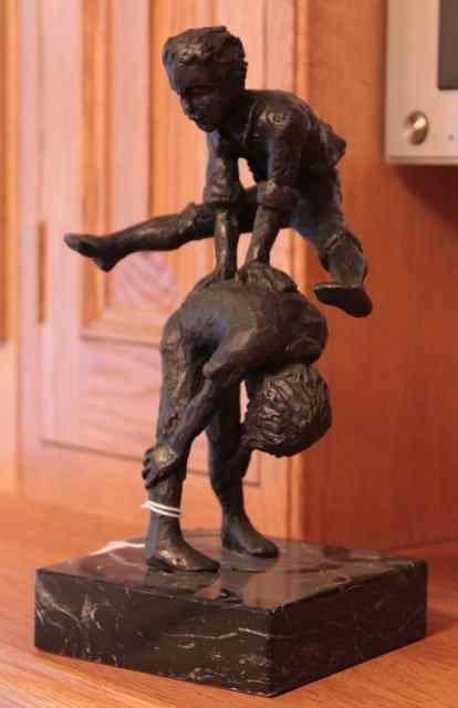 Appraisal: GILL SANDES -TWO BOYS PLAYING LEAPFROG BRONZE on a marble