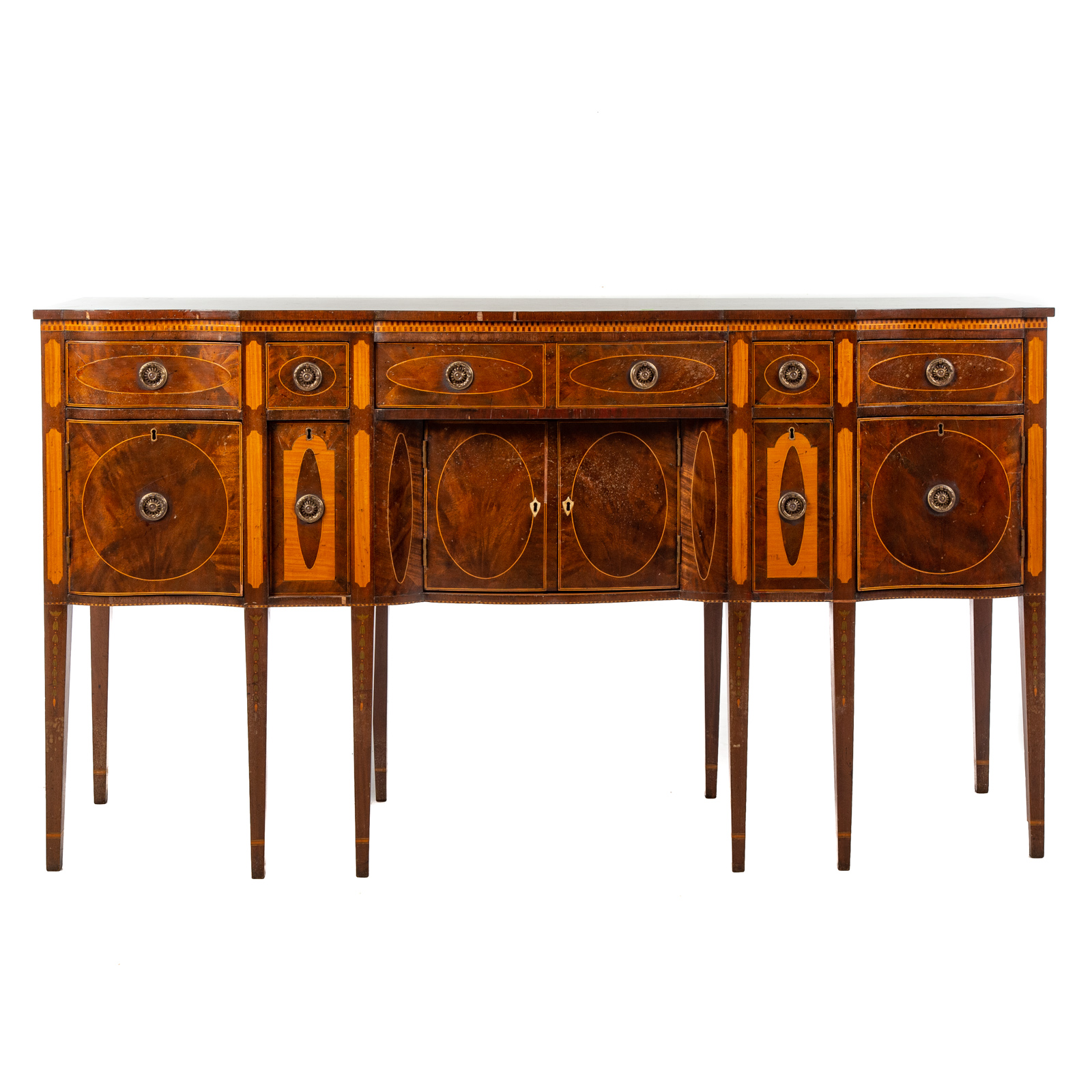 Appraisal: CENTENNIAL MAHOGANY INLAID SIDEBOARD In the New York manner mahogany