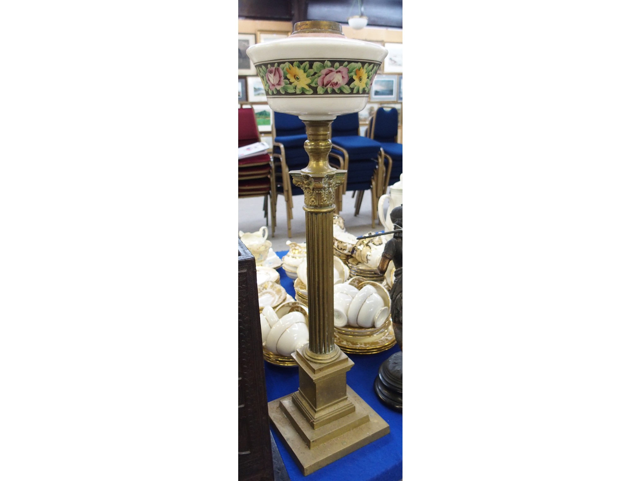 Appraisal: Brass and opaque glass columnar lamp base