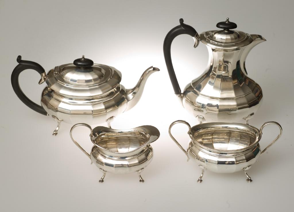 Appraisal: GEORGE V SILVER FOUR-PIECE TEA SERVICE EMIL VINER SHEFFIELD comprising