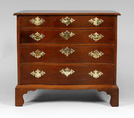 Appraisal: Fine Massachusetts Chippendale chest serpentine chest with four graduated dovetailed