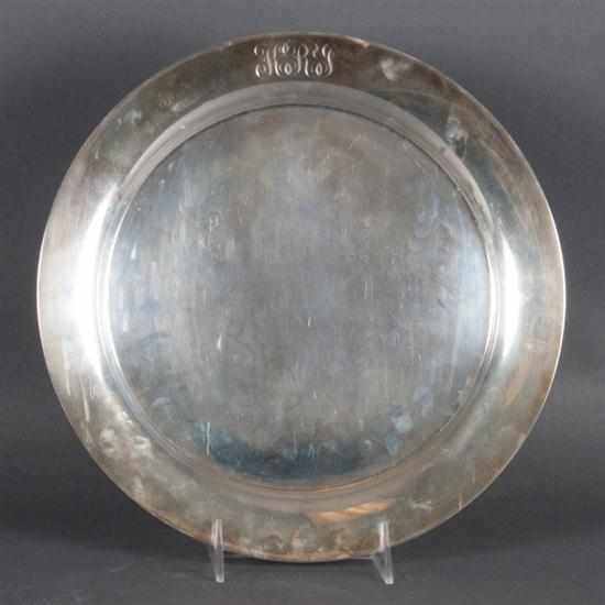 Appraisal: American sterling silver round tray Reed Barton for Cartier dated