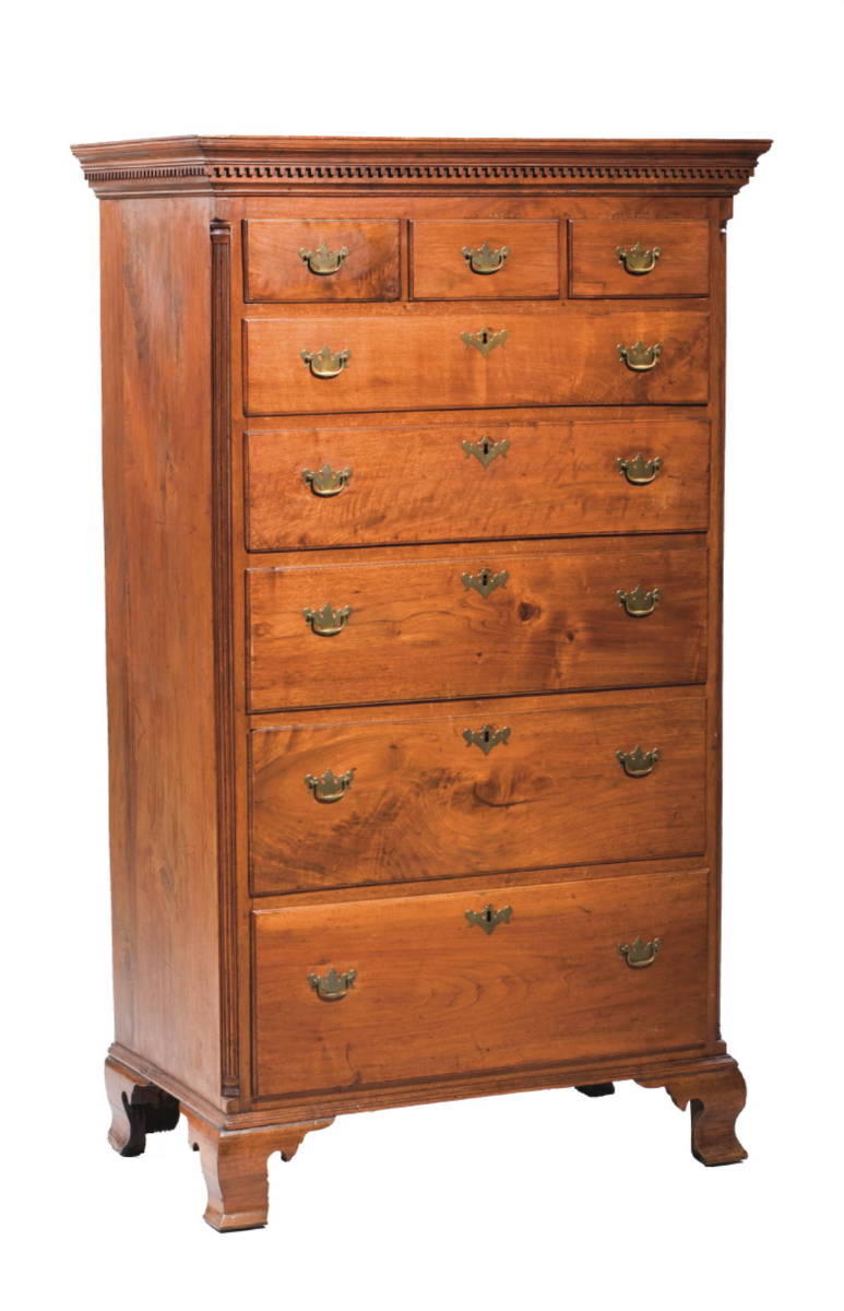 Appraisal: PENNSYLVANIA CHIPPENDALE WALNUT TALL CHEST OF DRAWERS The rectangular top