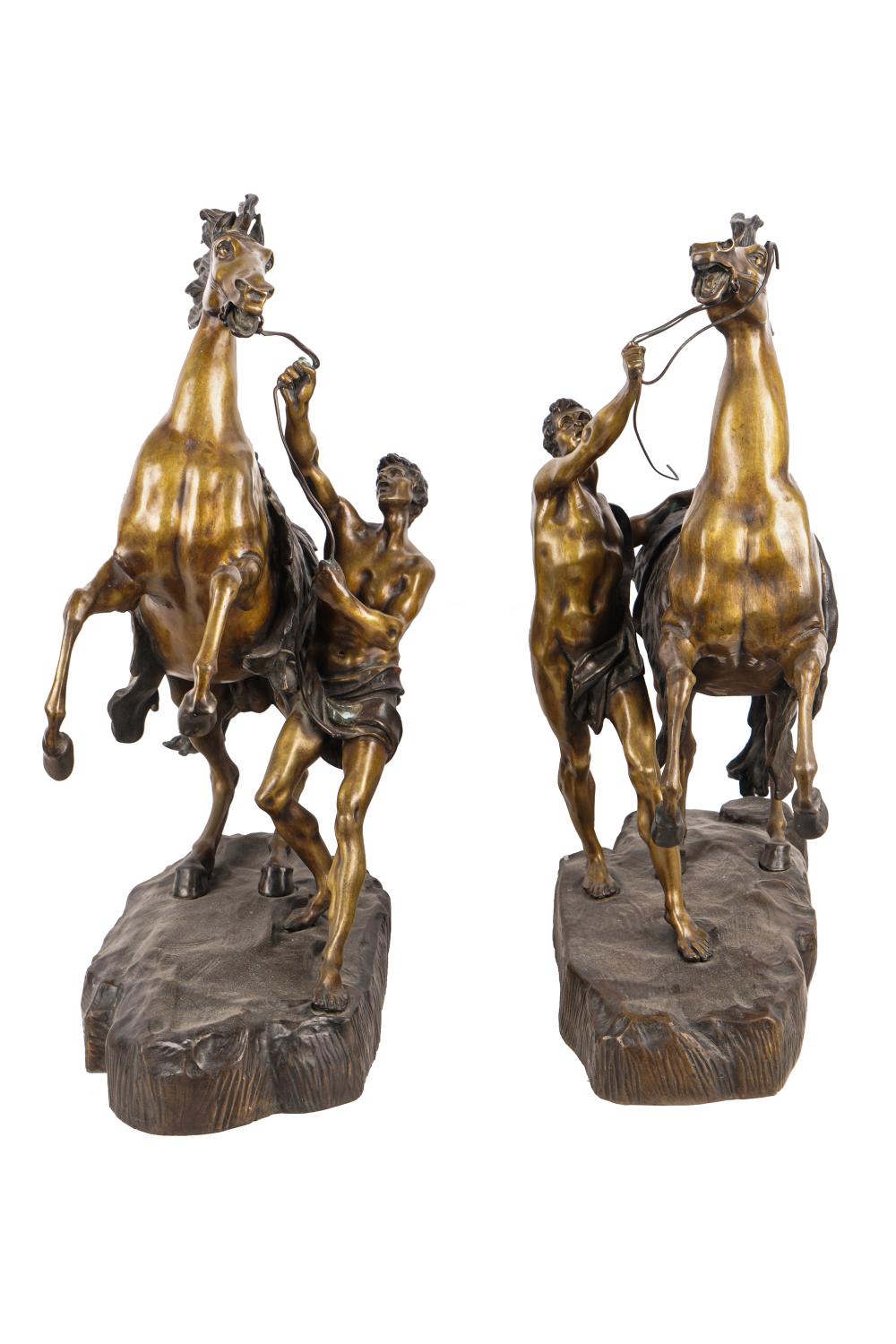 Appraisal: AFTER GUILLAUME COUSTOU PAIR OF MARLY HORSESbronze inscribed in casting