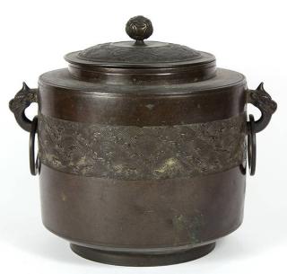 Appraisal: Japanese Bronze Chagama Tea Kettle Meiji Japanese bronze chagama tea