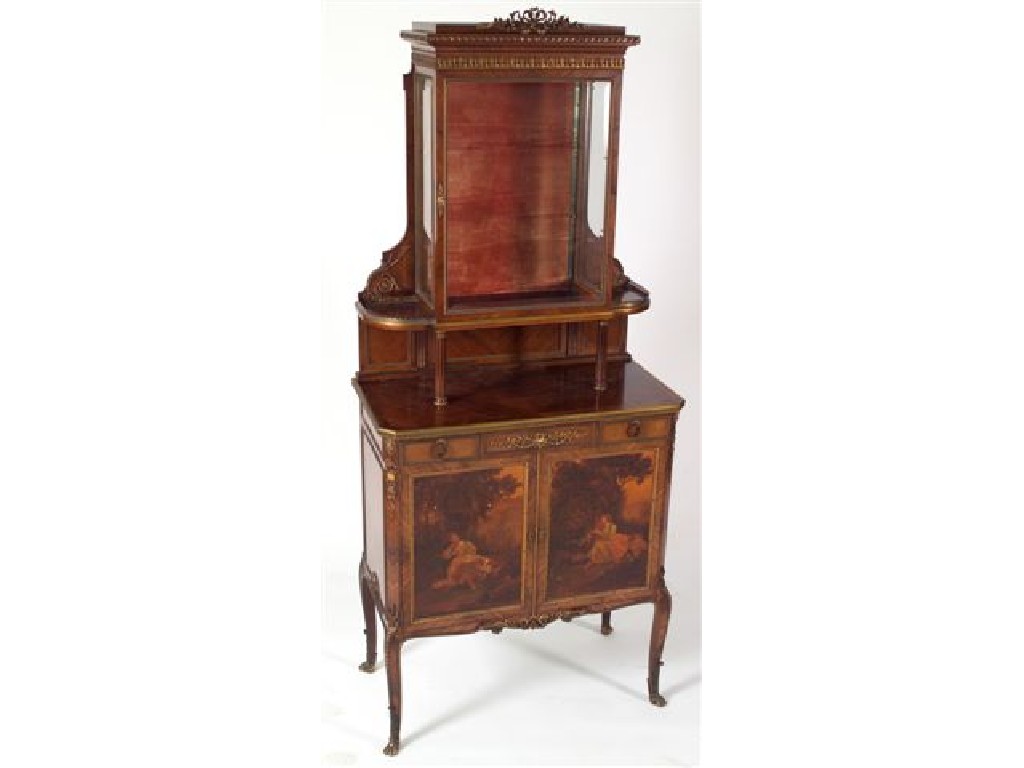 Appraisal: LOUIS XVI STYLE VERNIS MARTIN VITRINE CABINET early th century