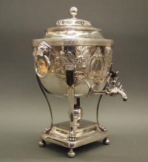 Appraisal: Silverplate hot water urn A Silverplate hot water tea urn