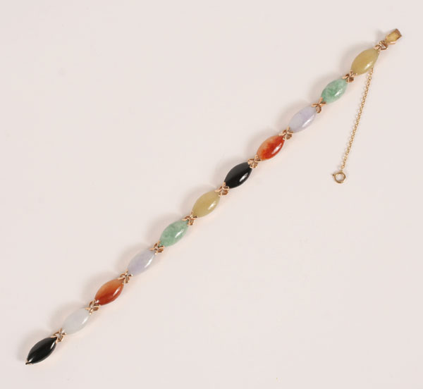 Appraisal: Gold K multi gemstone bracelet long x mm W Insert