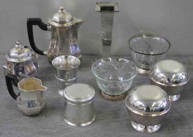 Appraisal: French Silver and Silverplate Lot Includes a hallmarked sterling beaker