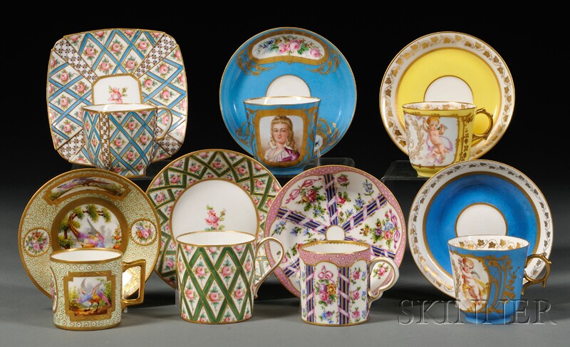 Appraisal: Eleven Assorted Sevres Cups and Saucers France th century five