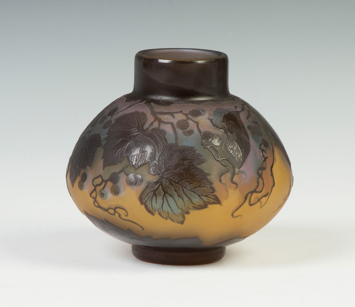 Appraisal: Galle Vase with Grape Leaves Early th cent Sgn Galle