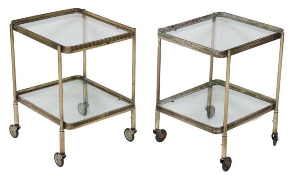 Appraisal: pair Diminutive Italian modern silver-tone metal service carts c s