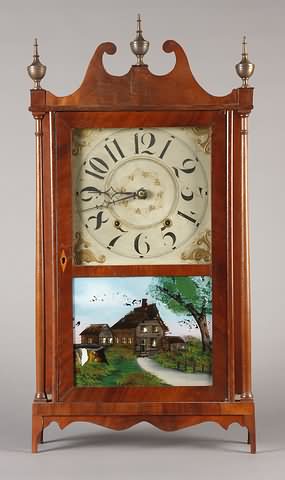 Appraisal: Circa mahogany veneered case painted wooden dial one day wooden