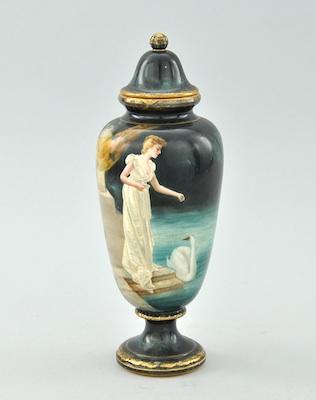 Appraisal: Royal Bonn Hand Painted Scenic Lidded Vase with Gilt Decoration