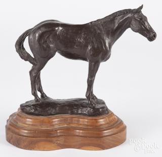 Appraisal: Patinated bronze horse signed Slim Pickens ' '' h