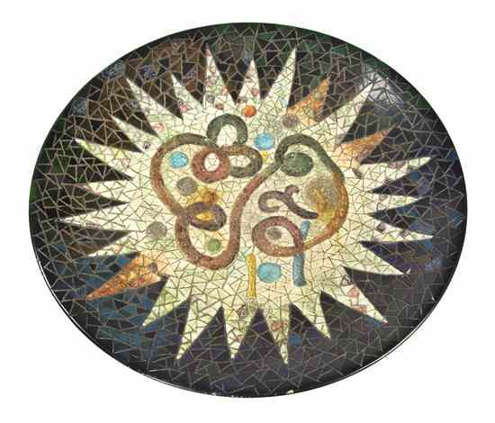 Appraisal: A Continental Ceramic Charger with abstract mosaic style decoration Diameter