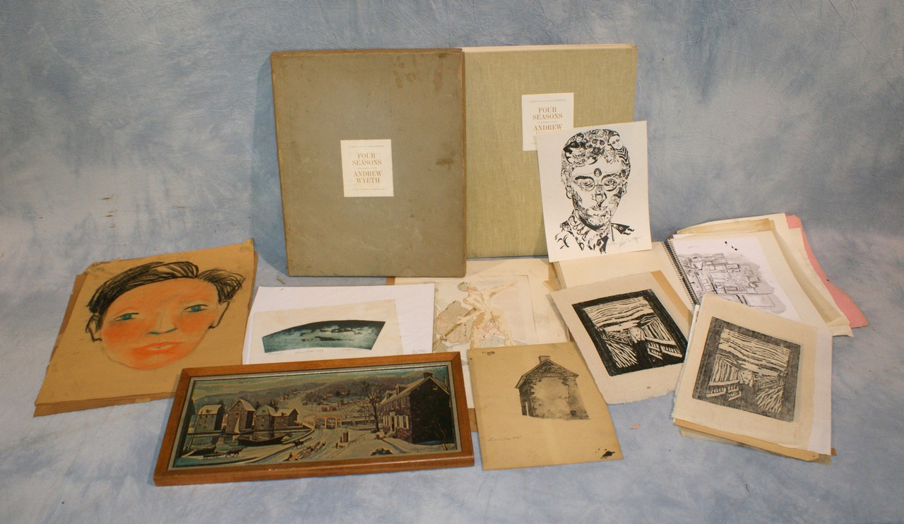 Appraisal: Grouping of sketches and unframed prints by Dali LaMont sketchbook