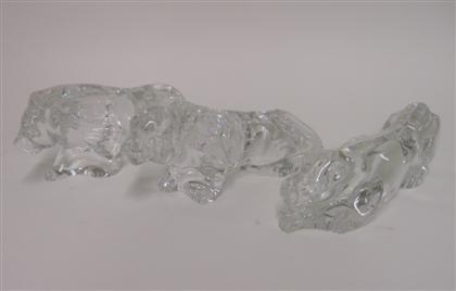 Appraisal: Three Baccarat glass figures of lions late th century