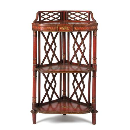 Appraisal: Georgian Chinoiserie Decorated Corner Etagere Estimate nbsp nbsp nbsp -