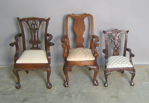 Appraisal: Three Chippendale style child's armchairs