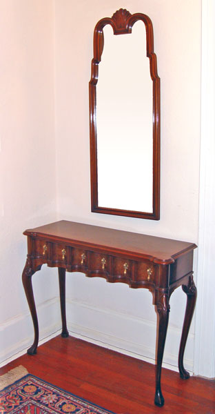 Appraisal: KITTINGER HALL TABLE AND MIRROR Queen Anne style table one