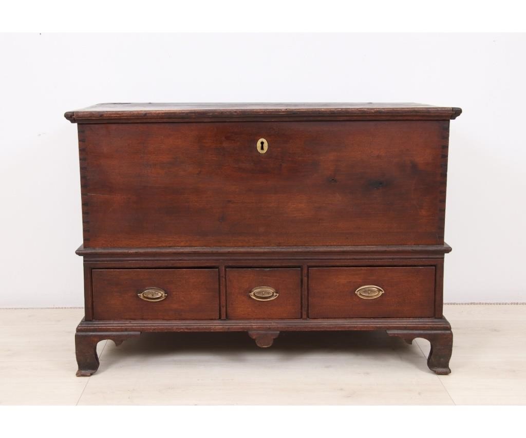 Appraisal: Large Chester County walnut blanket chest circa with two lower