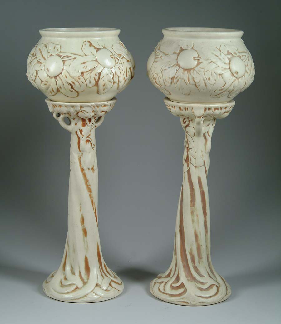 Appraisal: PAIR OF WELLER JARDINIERES Impressive Weller jardini res in the