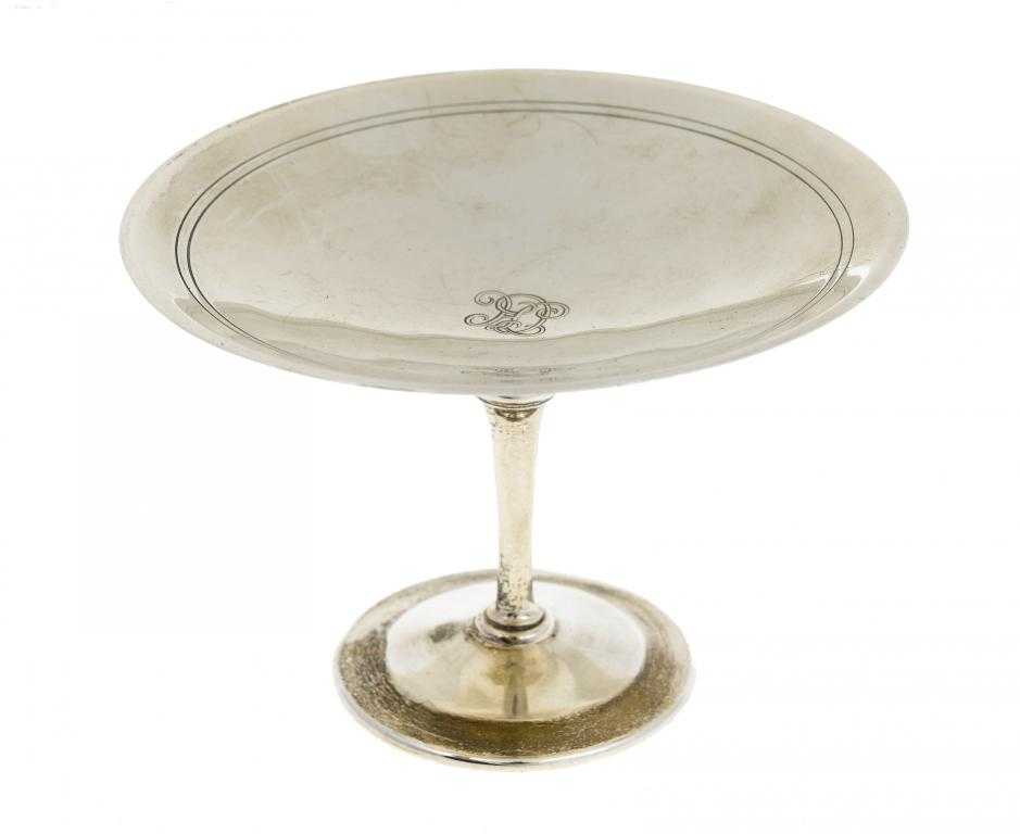 Appraisal: A TIFFANY CO ART DECO SILVER TAZZA on tapered stem