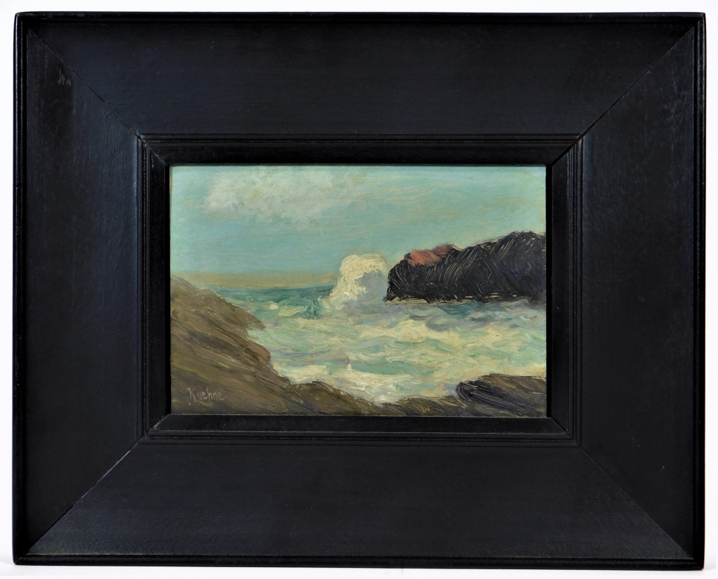 Appraisal: MAX KUEHNE O B COASTAL SEASCAPE PAINTING New York Germany