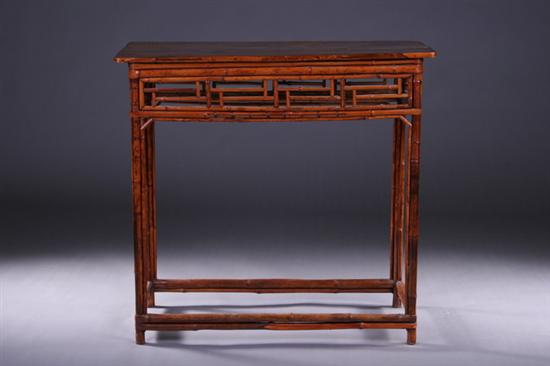 Appraisal: CHINESE BAMBOO SIDE TABLE Late th century Rectangular plank top