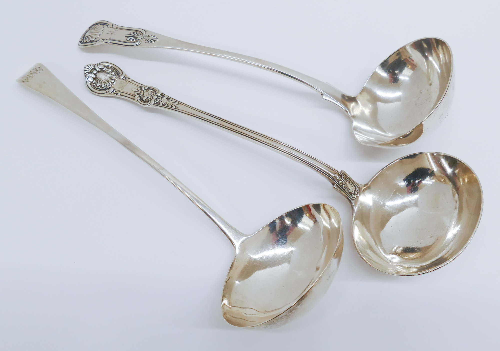 Appraisal: pc Antique English Sterling Ladles Includes Smith Fearn London Fiddleback