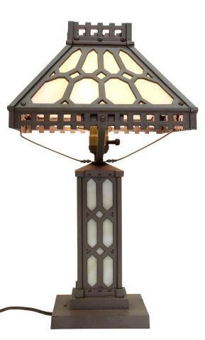 Appraisal: American Arts and Crafts table lamp c cast iron frame