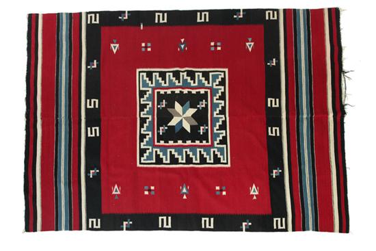 Appraisal: NAVAJO WEAVING Twentieth century Two-part with blue white and black