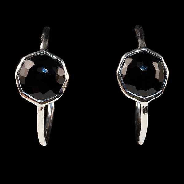 Appraisal: Ippolita Onyx Earrings Ippolita hammered sterling silver and faceted black