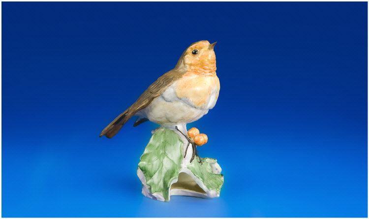 Appraisal: Royal Worcester Robin Standing on a Holly Branch with Berries