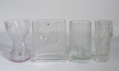 Appraisal: An Iittala moulded glass vase rectangular form cast in low