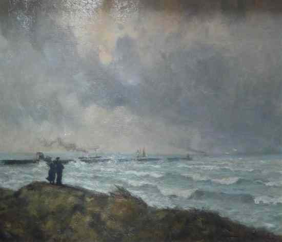 Appraisal: Herman van den Berghe oil on canvas Coastal landscape with