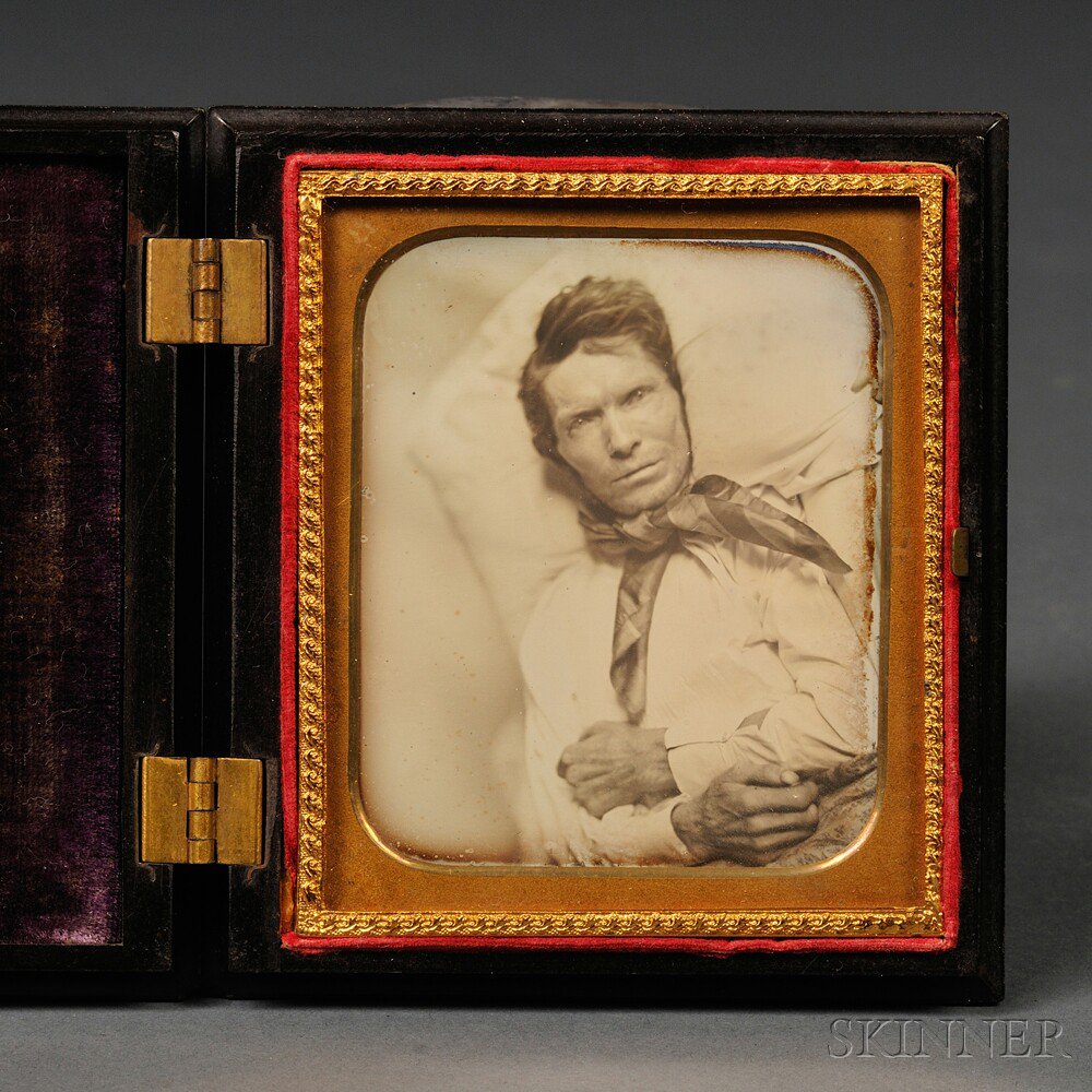 Appraisal: Sixth-plate Daguerreotype Portrait of an Ill or Deceased Man in