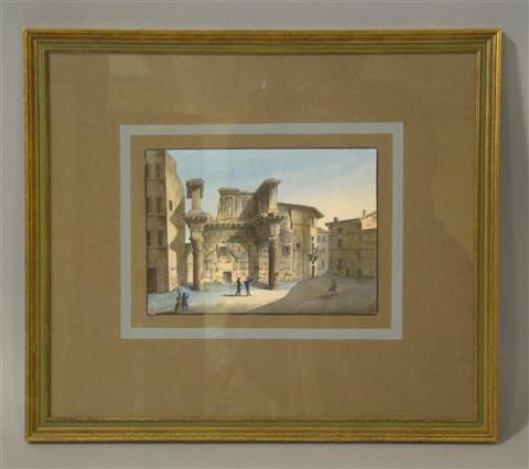 Appraisal: EUROPEAN TH CENTURY PAIR OF CLASSICAL LANDSCAPES Gouache on paper