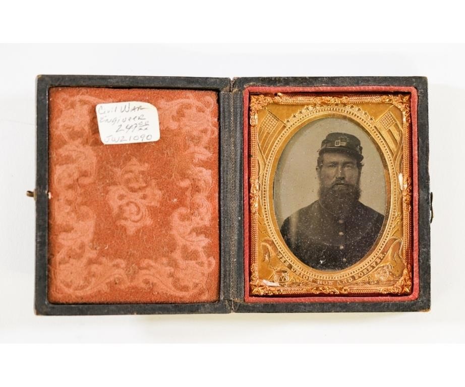 Appraisal: Tintype of a Civil War Union engineer the gold colored